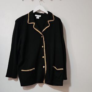 C D  Daniel Black Cardigan with Gold Trim